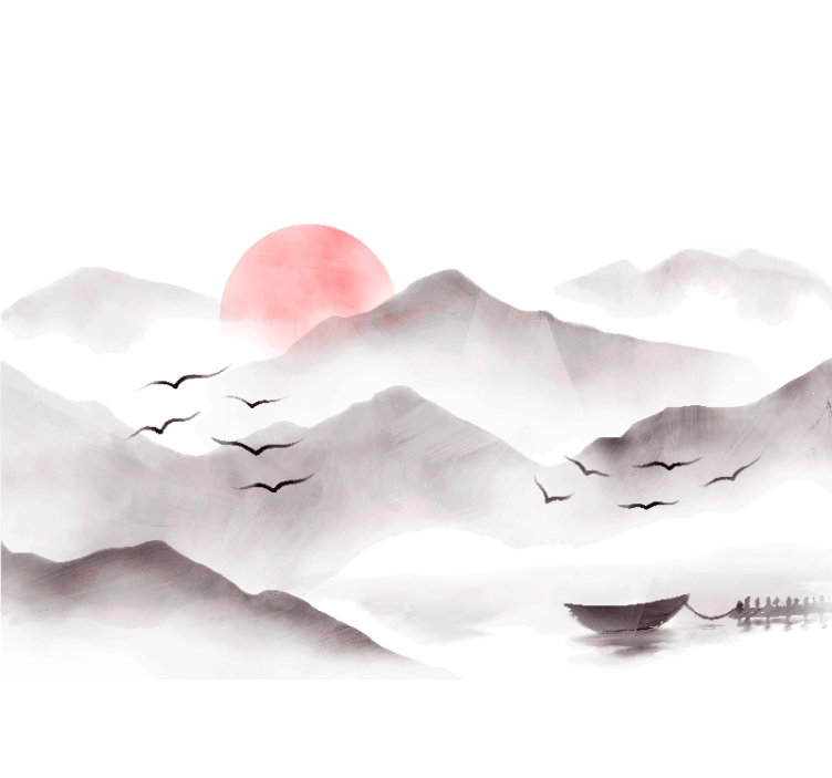 Estore de rolo branco montanhas em aquarela - TenStickers