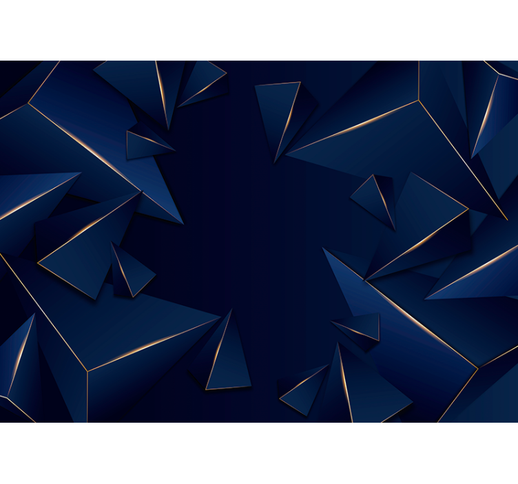 Estore de rolo preto padrão geométrico azul e dourado - TenStickers