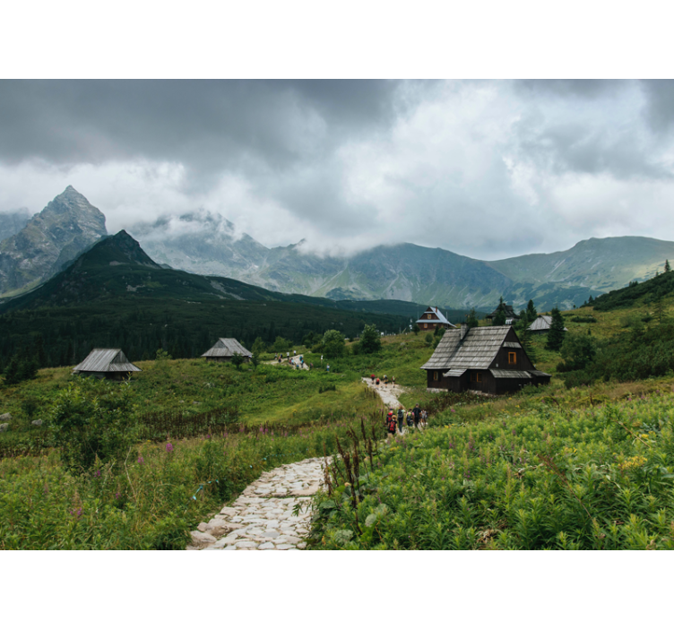 Estore de rolo verdes casas de madeira nas montanhas tatra - TenStickers