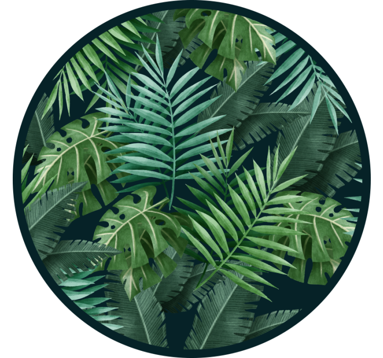 Estore de rolo verdes folhas verdes exóticas circulares - TenStickers