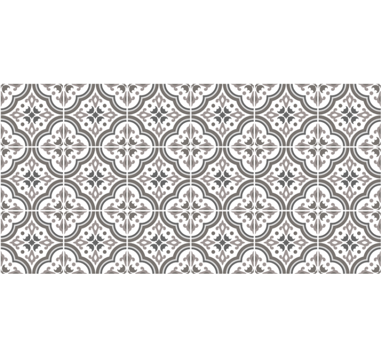 Estore de rolo cinzento azulejos e flores - TenStickers
