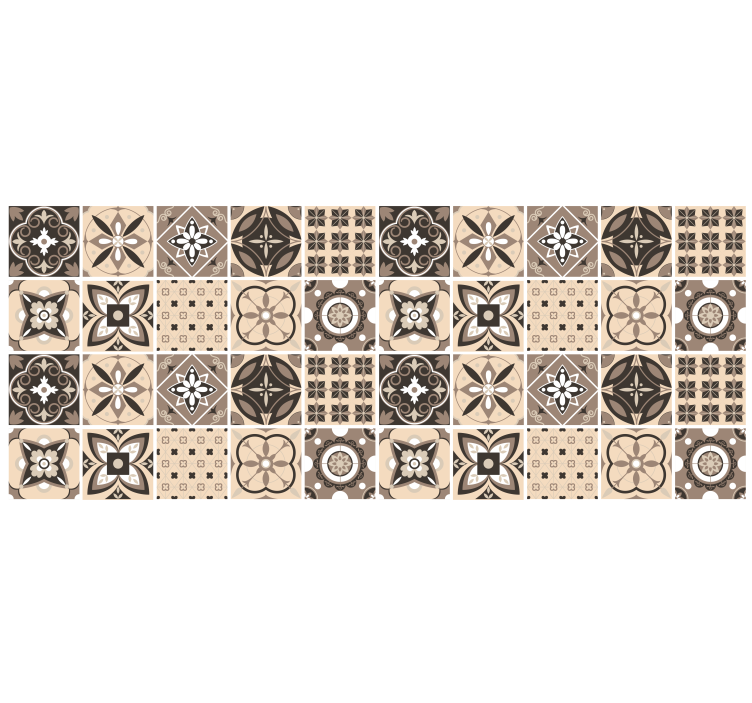 Estore de rolo bege com padrão de azulejos geométricos - TenStickers