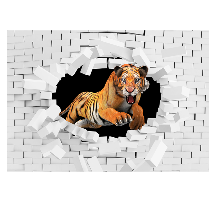 Estore de rolo branco tigre 3d - TenStickers