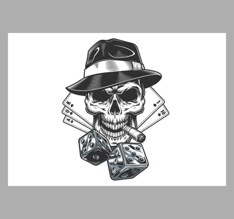 Estore de rolo branco cartão com dados e caveira - TenStickers