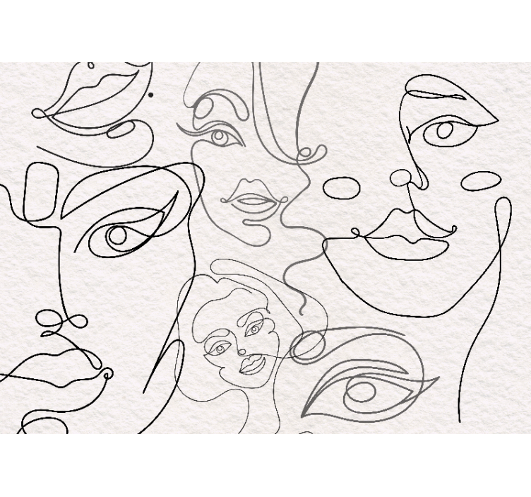 Estore de rolo branco arte linear de rostos minimalistas - TenStickers
