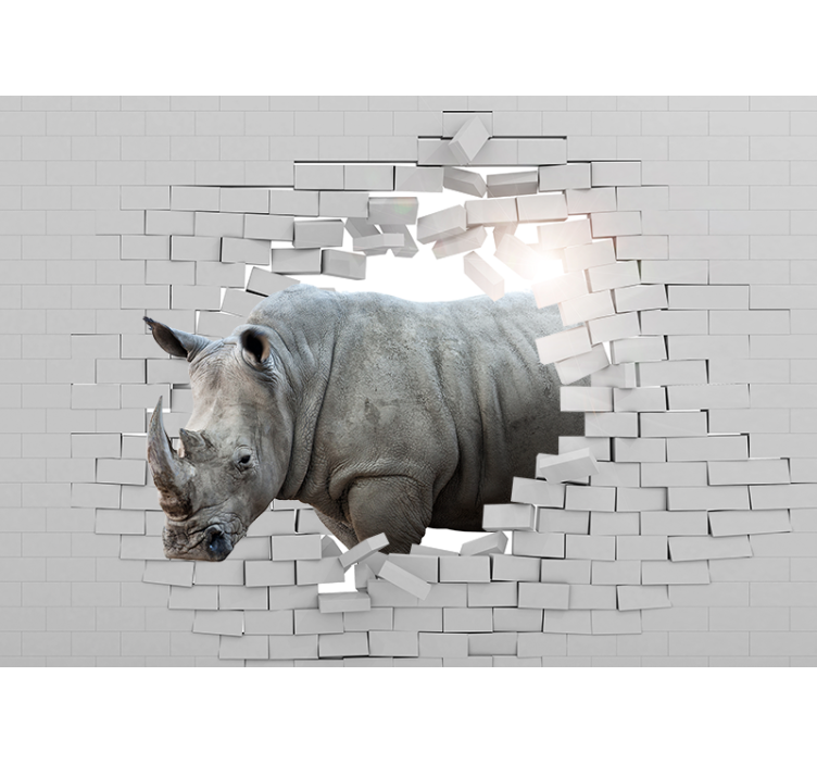 Estore de rolo branco rinoceronte 3d - TenStickers