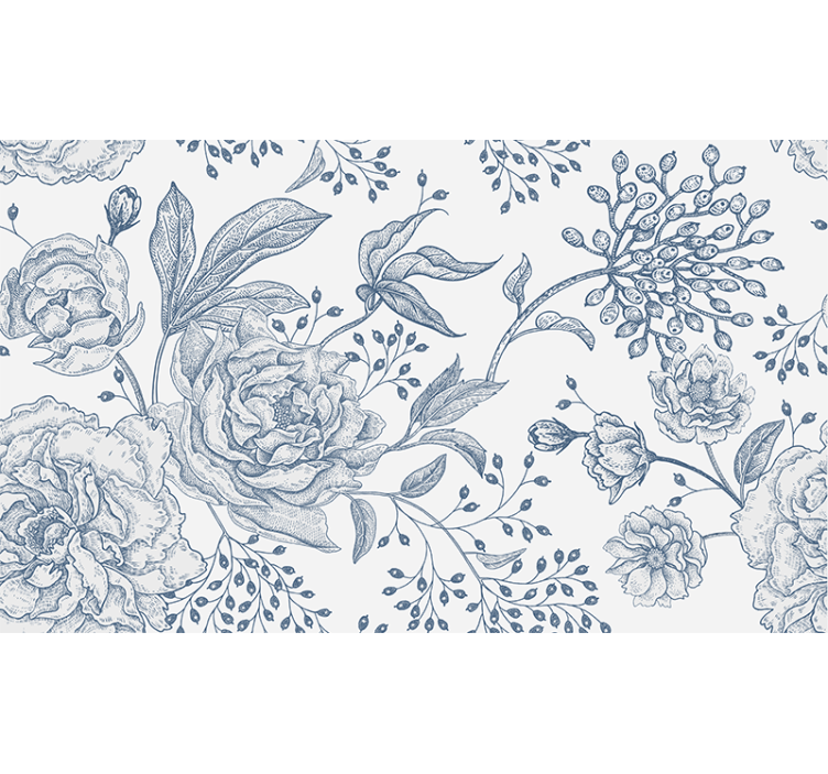 Estore de rolo branco com design floral retrô - TenStickers