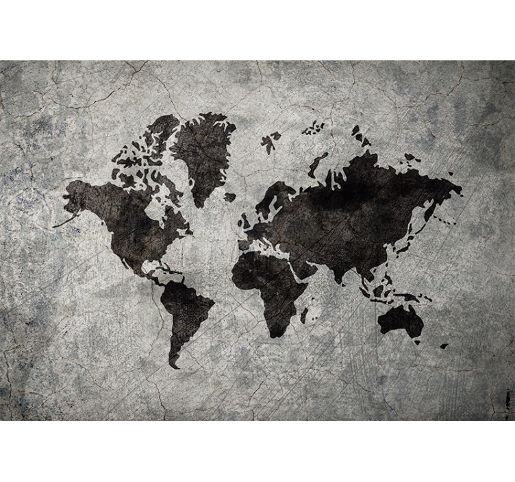 Estore de rolo cinzento mapa-múndi temático industrial - TenStickers