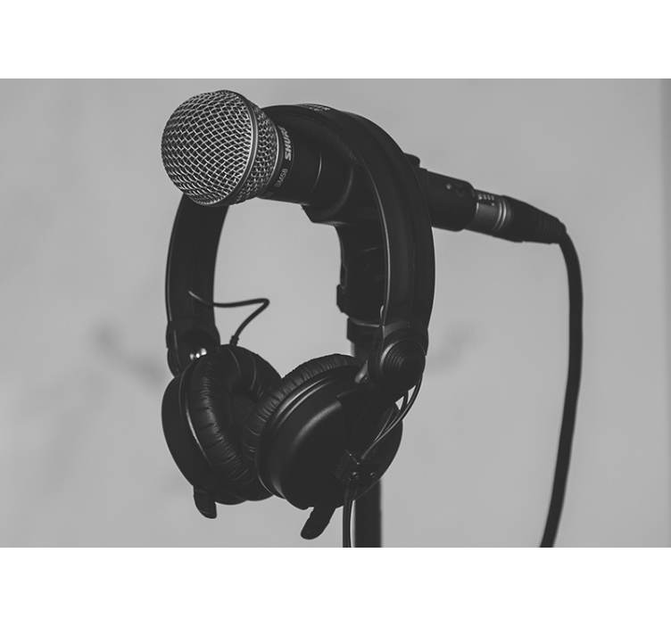 Estore de rolo cinzento microfone e fones de ouvido - TenStickers