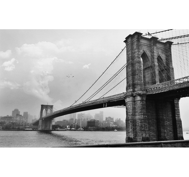 Estore de rolo cinzento mural de sala com ponte de nova york - TenStickers