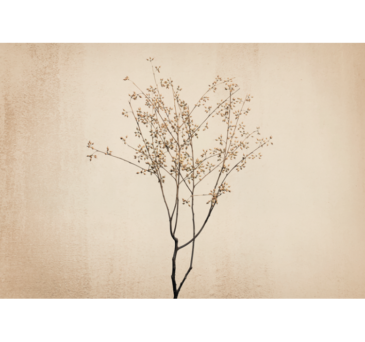 Estore de rolo bege flores no estilo japandi - TenStickers