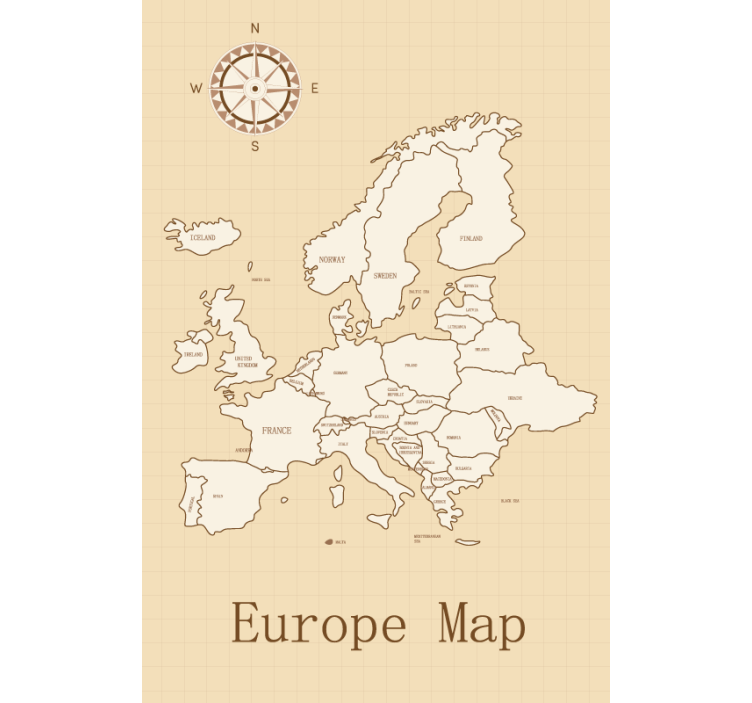 Cortina de rolo de mapa mundial da europa vintage - TenStickers