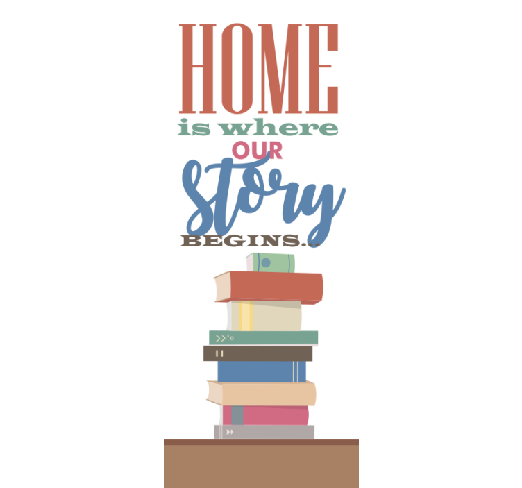 Estore de rolo com frases a história de casa começa aqui - TenStickers