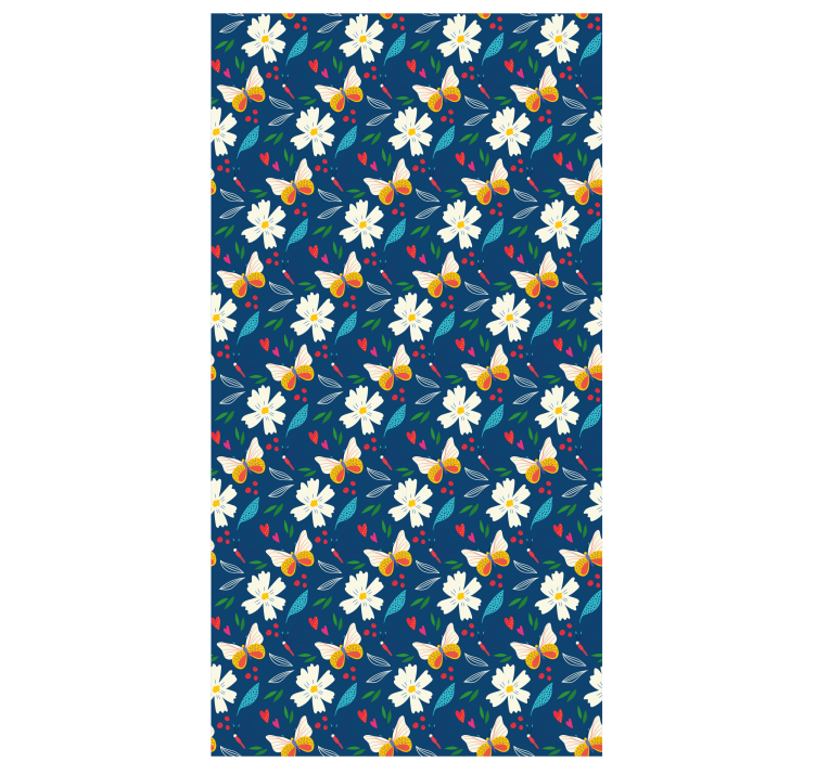 Estore de rolo flores e plantas desenho de padrão floral - TenStickers