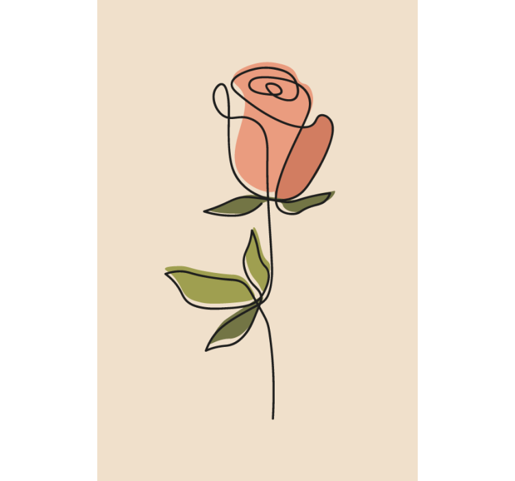 Estore de rolo florais contorno de rosa - TenStickers