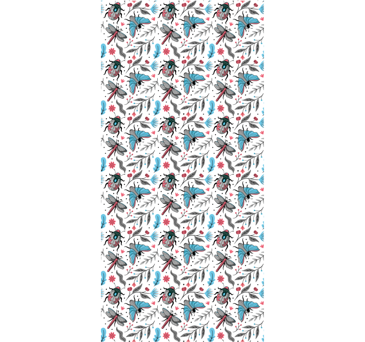 Estore de rolo flores e plantas insetos alados e flora - TenStickers