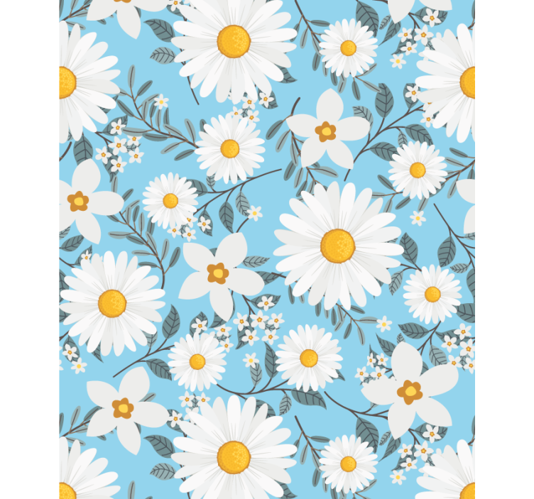 Margarida flores com padrão de fundo azul cego - TenStickers