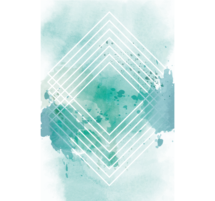 Cortina poligonal verde abstrata da sala - TenStickers