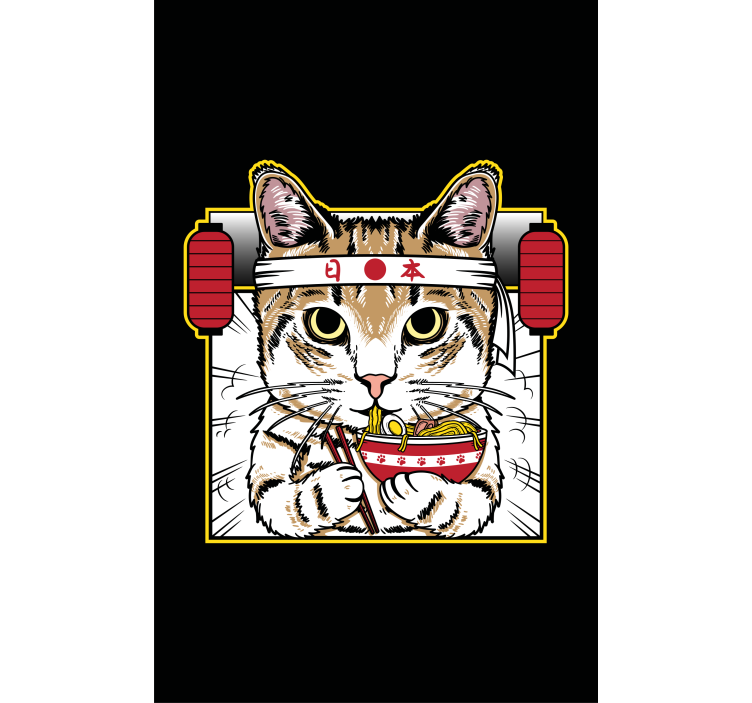 Adorável gato comendo macarrão, crianças cegas - TenStickers