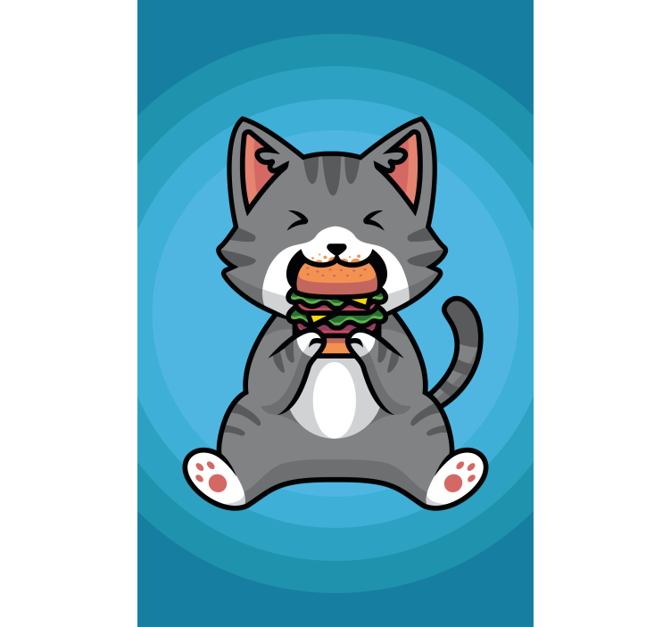 Gato comendo hambúrguer infantil cego - TenStickers
