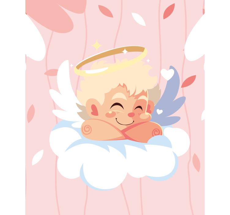 Anjo adormecido rosa na nuvem cega pintura - TenStickers