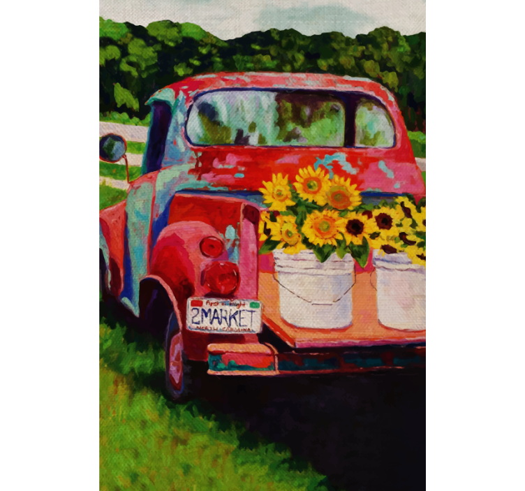 Estore de rolo florais buquê de caminhão vintage - TenStickers