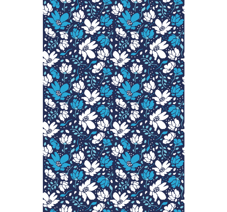 Margaridas brancas em fundo azul cortina de flores - TenStickers