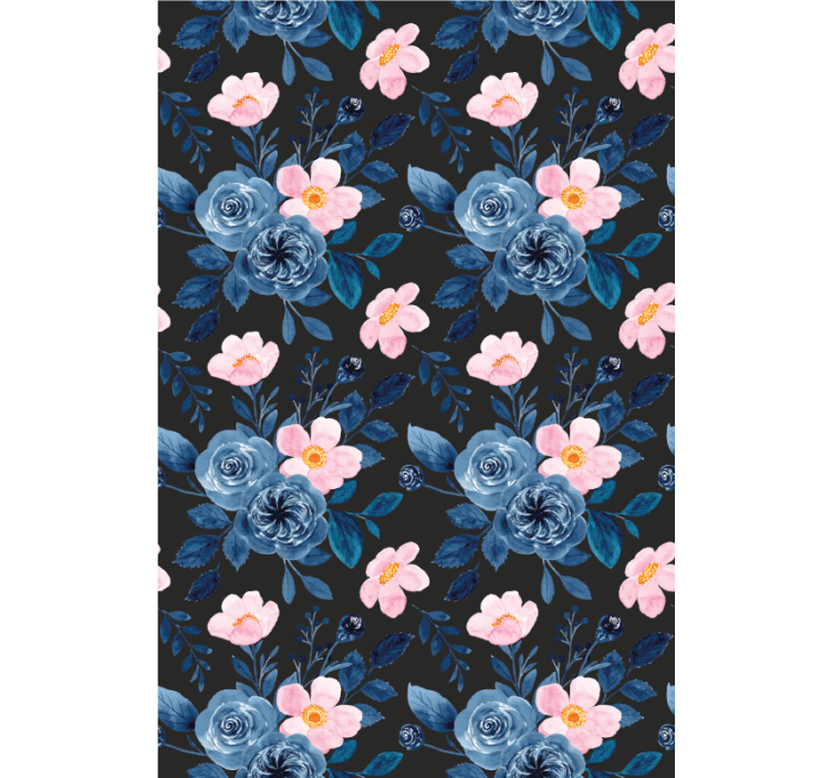 Estore de rolo flores e plantas motivo floral azul - TenStickers