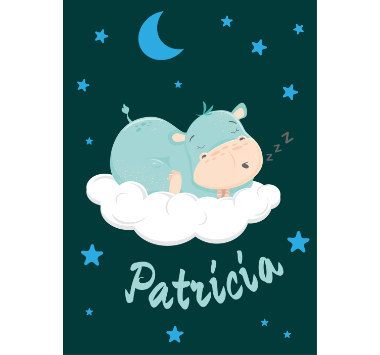 Estore de rolo quarto de bebé sonho de hipopótamo com nome - TenStickers