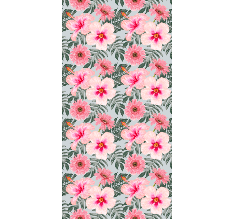 Estore de rolo para sala hibiscos e flores - TenStickers
