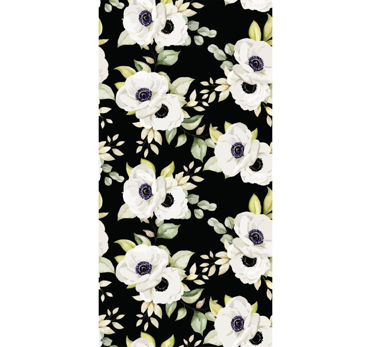 Estore de rolo florais flores brancas elegantes - TenStickers