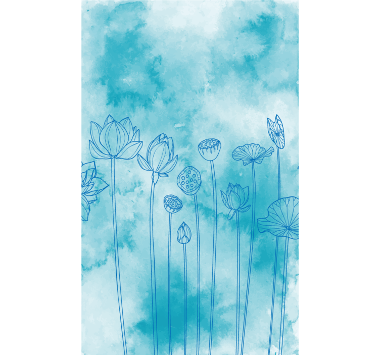 Delicadas flores em aquarela azul flor cego - TenStickers