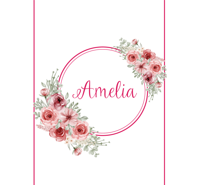 Círculo rosa com cortinas de rolo personalizadas de flores - TenStickers