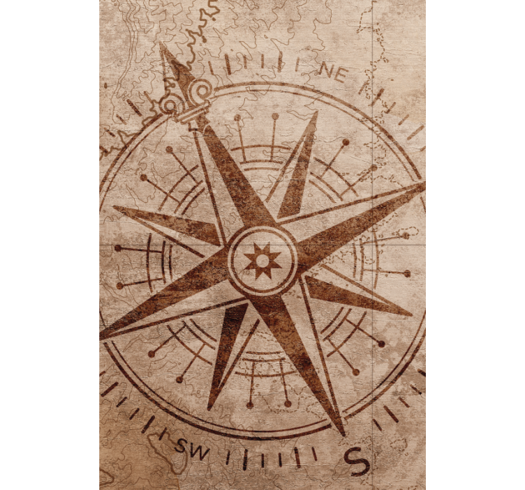 Estore de rolo do mapa mundial design de bússola vintage - TenStickers