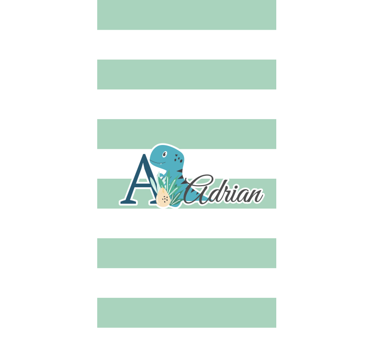 Estore de rolo infantil dinossauro listrado com nome - TenStickers