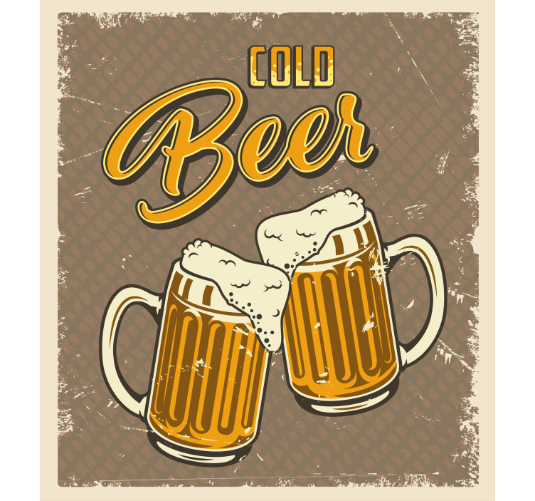 Cerveja gelada retro efeito sujo cortina de cozinha - TenStickers