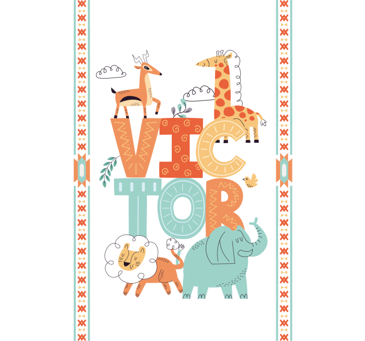 Animais da selva personalizáveis cortinas de nome - TenStickers