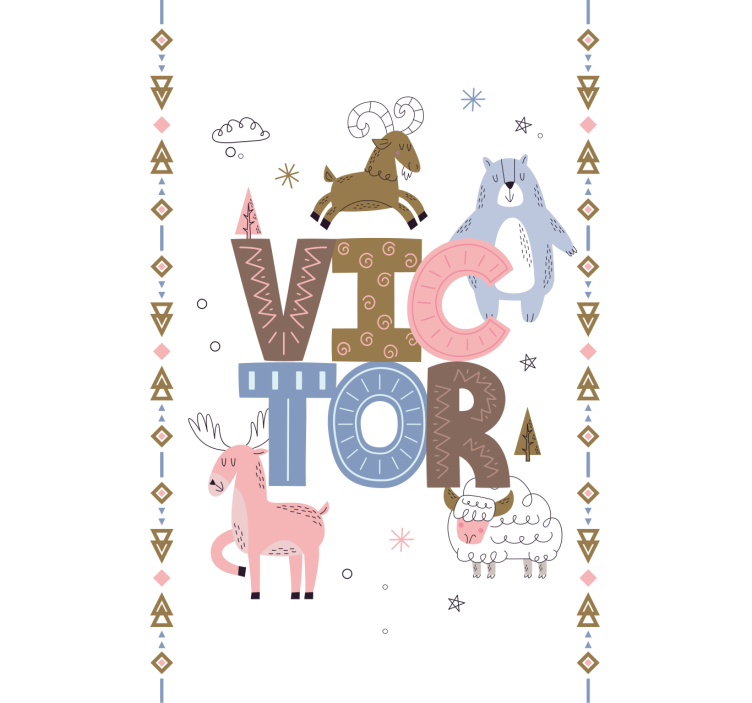 Estore de rolo nórdico design de animais infantis com nome - TenStickers