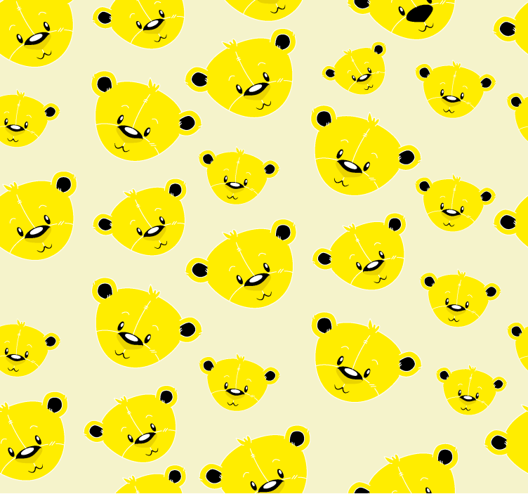 Estore amarelo padrão de ursos - TenStickers