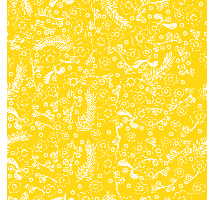 Estore amarelo padrão floral de silhueta - TenStickers