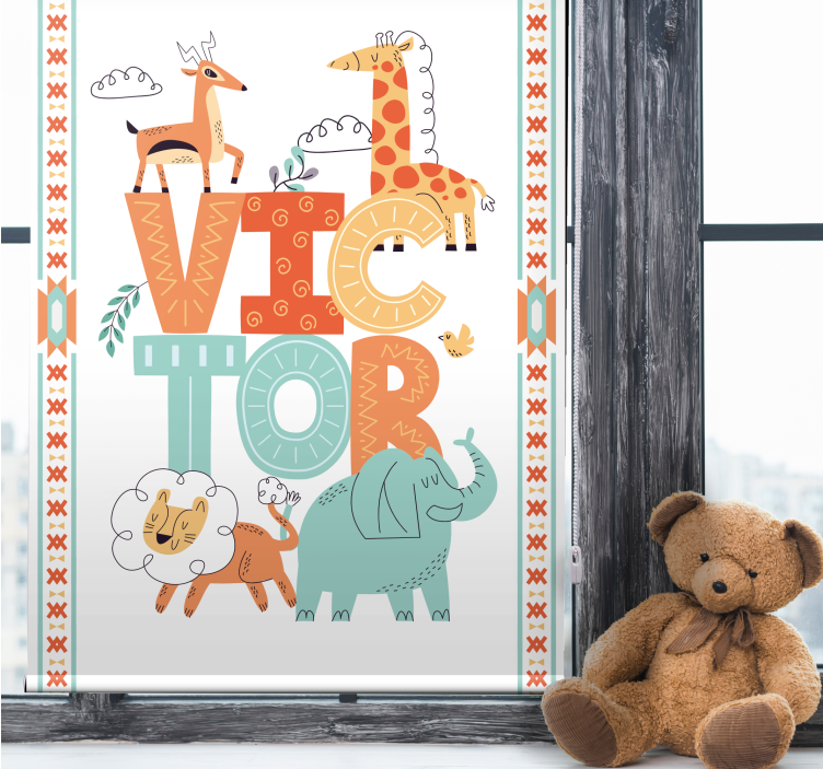 Animais da selva personalizáveis cortinas de nome - TenStickers