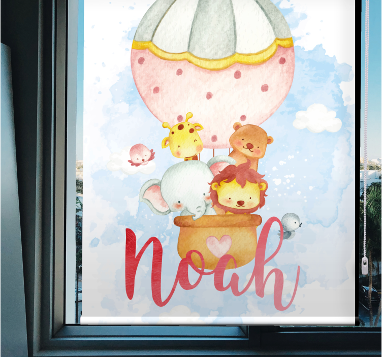 Animais fofos voando em balões pintura cega - TenStickers