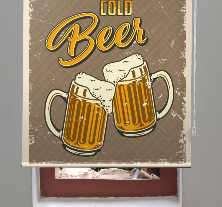 Cerveja gelada retro efeito sujo cortina de cozinha - TenStickers