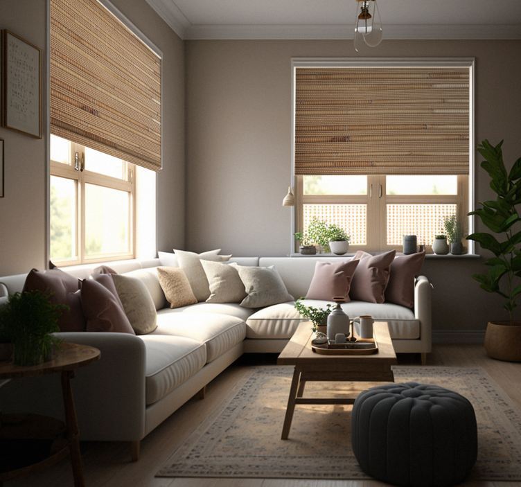 Cortina rústica com riscas marrom claro - TenStickers