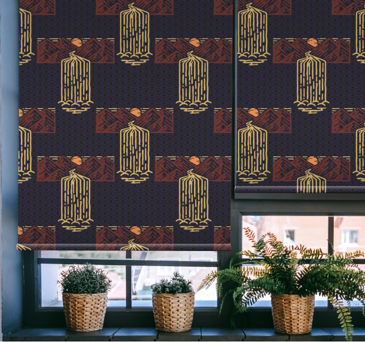 Estore de rolo vintage pôr do sol com cachoeiras - TenStickers