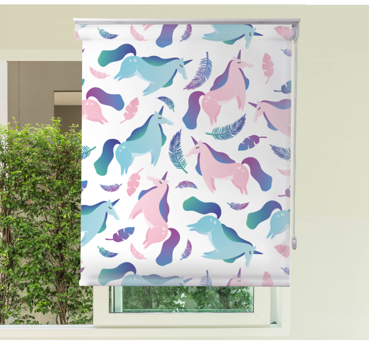 Estore de rolo infantil unicórnios e penas - TenStickers