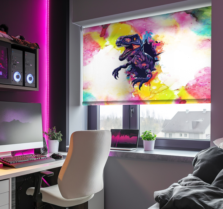 Estore de rolo de velociraptor de cores saturadas - TenStickers