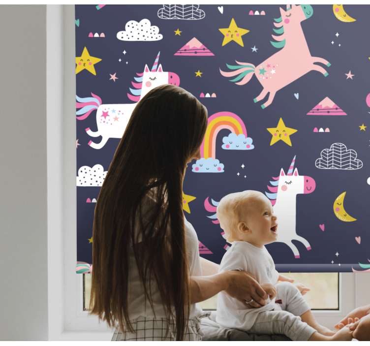 Estore de rolo infantil unicórnios e estrelas - TenStickers