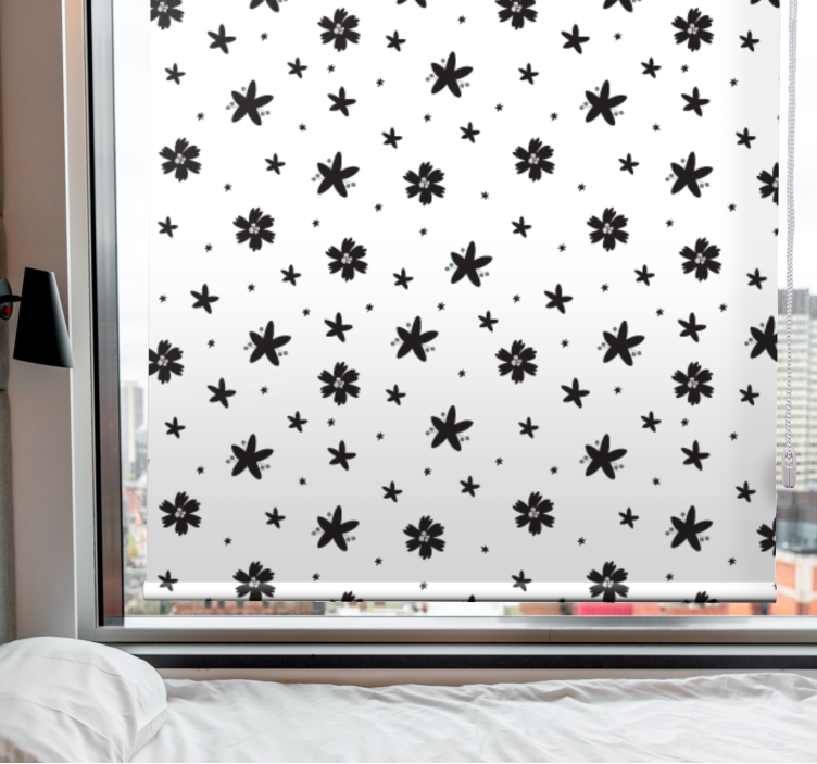 Estore de rolo florais design preto e branco - TenStickers