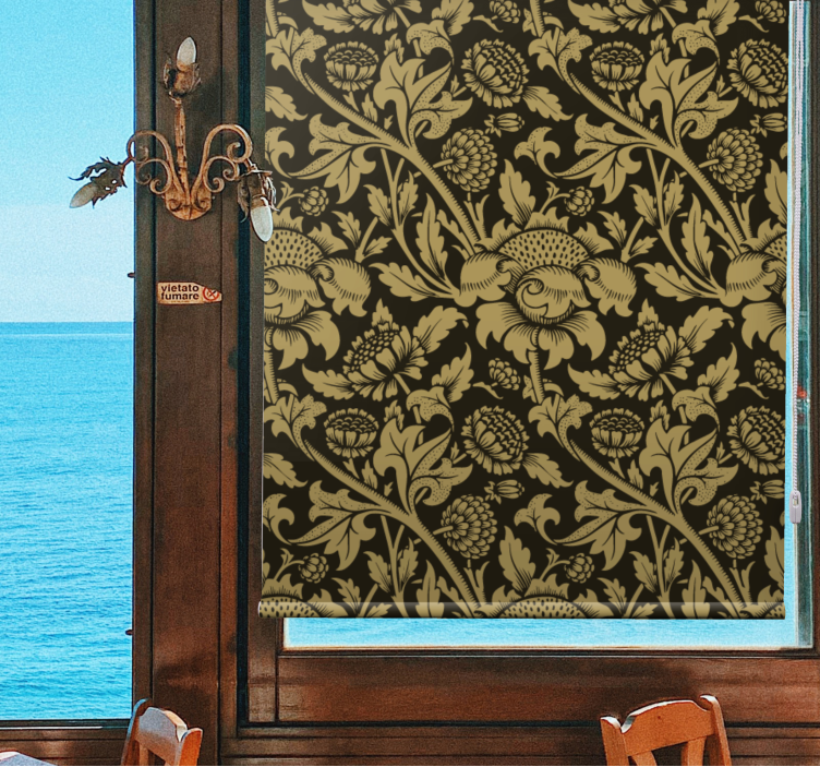 Estore de rolo florais padrão bege clássico - TenStickers